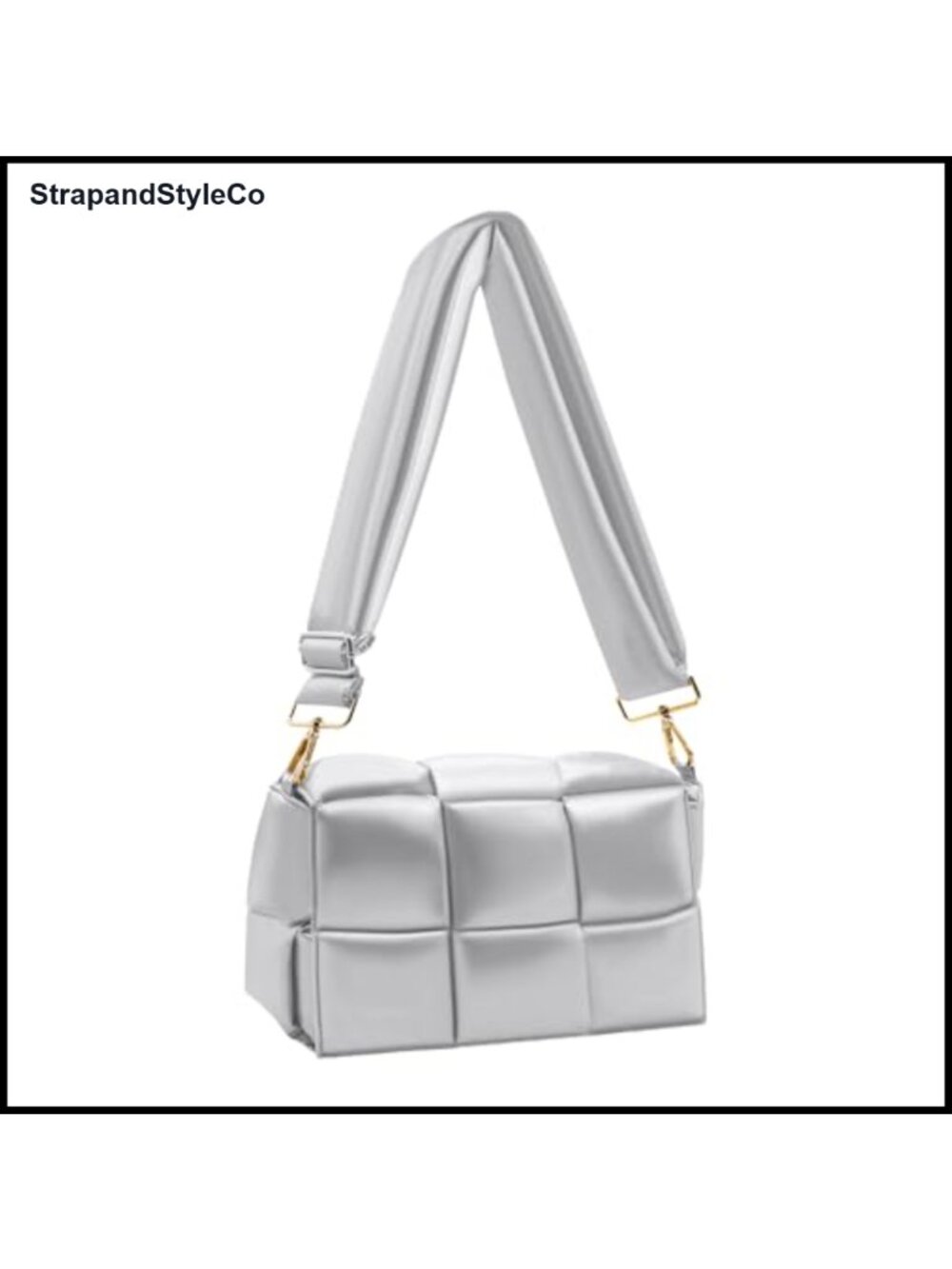 Woven Puffer Shoulder Bag Lightweight Nylon Crossbody Tote for Women